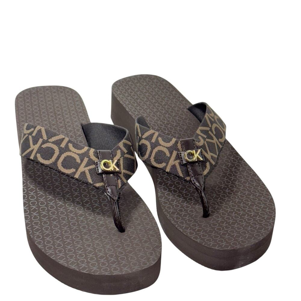 Calvin Klein Meena Platform Thong Sandals Women’s Casual Slide Flip Flops Sz/11